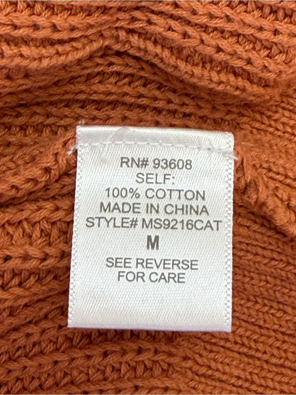 331: Matty M Open-Front Rust Orange Knit Cardigan - Medium
